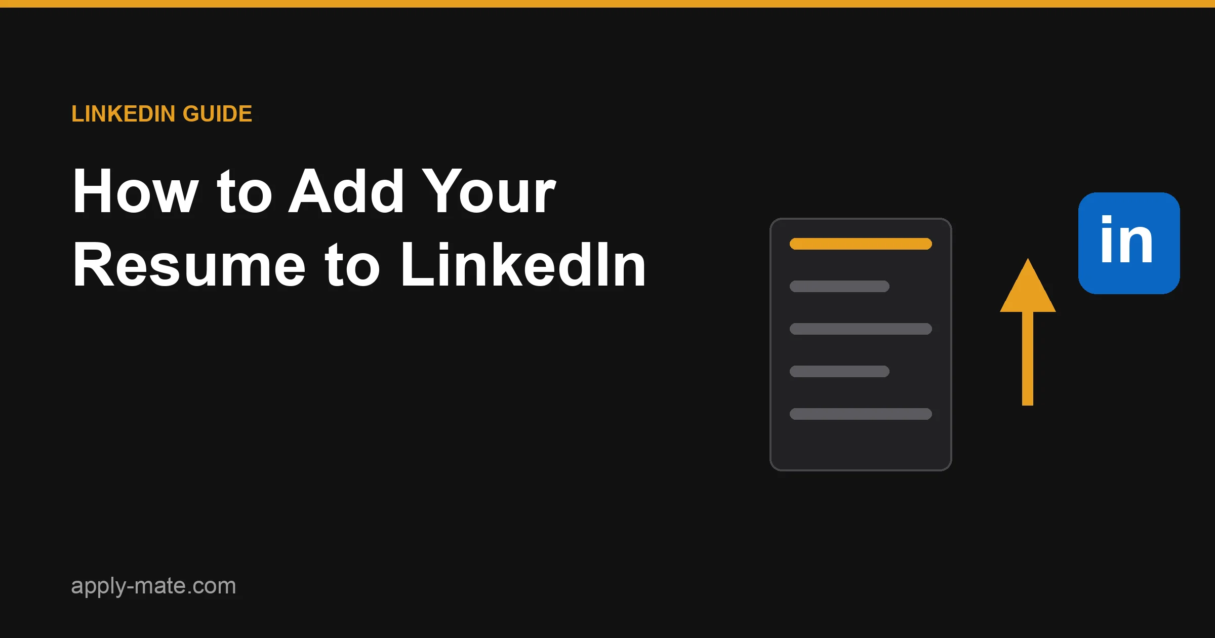 Resume document being uploaded to LinkedIn, shown with an upload arrow pointing to the LinkedIn logo