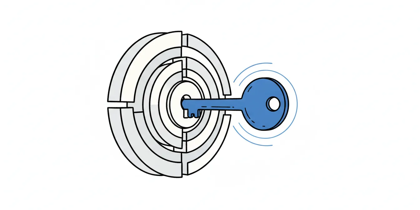 An intricate, glowing digital lock with a stylized key being inserted, symbolizing the precise matching of resume keywords to ATS requirements.