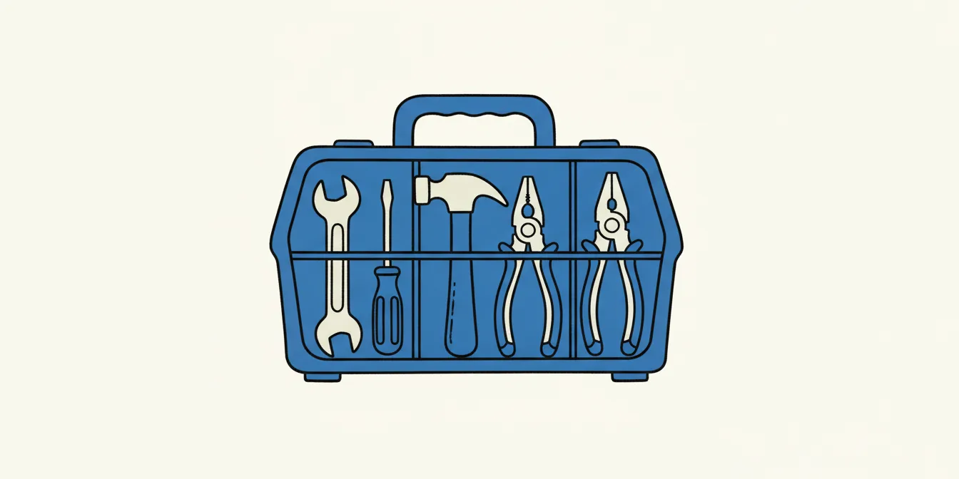 An open toolbox displaying various neatly organized tools, including a wrench, screwdriver, and hammer, representing the different resume formats and best practices for job applications.