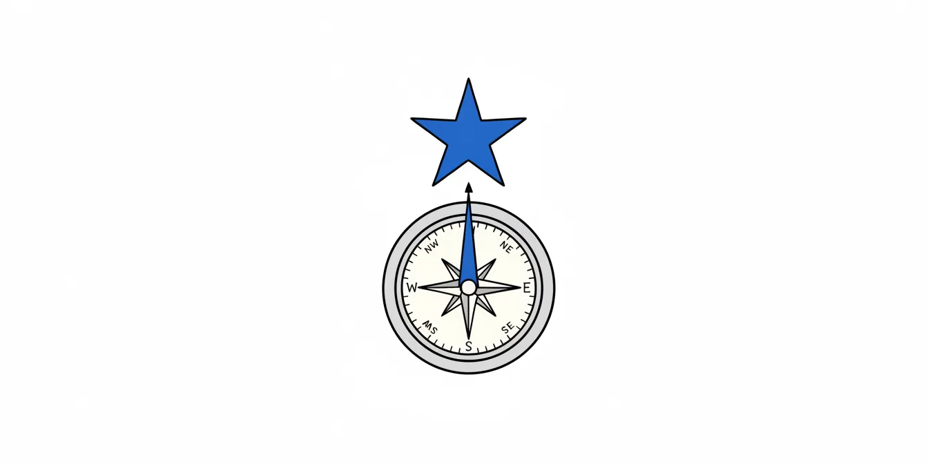 A digital compass with a glowing needle pointing towards a star in a cosmic background, symbolizing precise resume targeting for a job application.